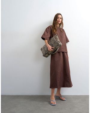 TOPSHOP Elasticated Waist Woven Maxi Skirt - Brown