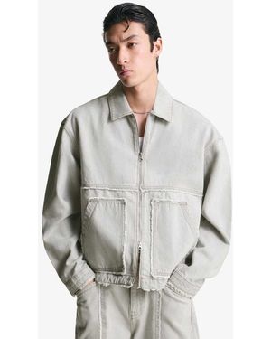 Bershka Denim Jacket With Fringing - White