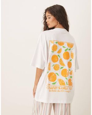 ASOS Oversized Tee With Back Graphic - Natural