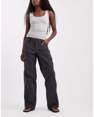 Hollister Pantalon large taille basse y2k en charbon - Bleu