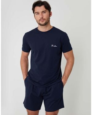 Threadbare Script Logo Short Lounge Set (2-Piece Set) - Blue