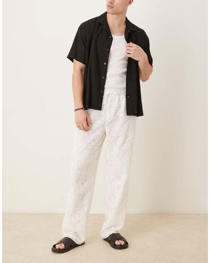 ASOS Premium baggy Crochet Trouser - Natural