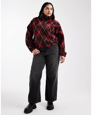 ONLY Zip Through Teddy Fleece - Red