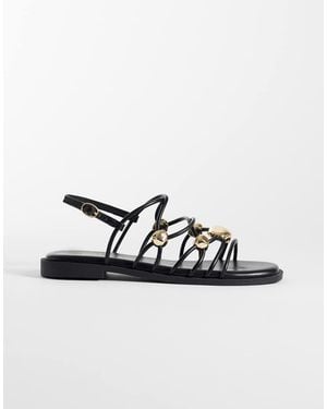 New Look Gold Stone Detail Multistrap Sandals - Metallic