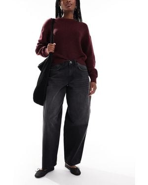 Daisy Street Poetic Low Rise Barrel Jean - Blue