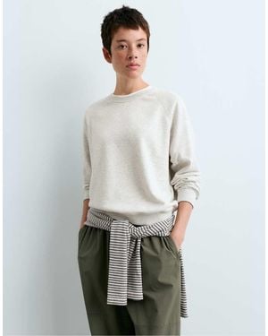 Oysho Marl Plush Round Neck Sweatshirt - White