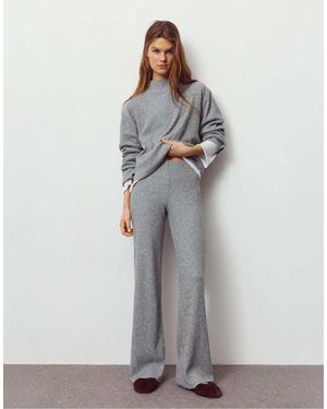 Pull&Bear Soft Touch Straight Fit Trousers - Grey