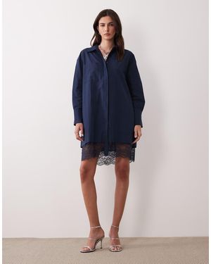 ASOS Overhemdjurk Met Kanten Rand - Blauw
