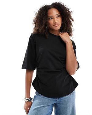 ASOS Shoulder Pad Cinch Waist T Shirt - Black