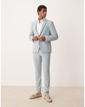 ASOS Skinny Suit Trousers With Linen - Blue
