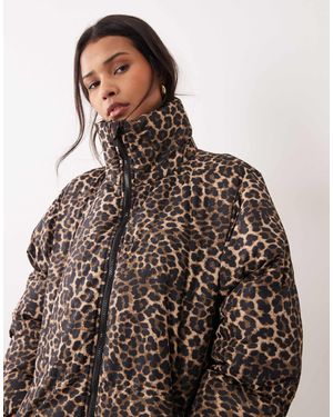 Brave Soul Hooded Puffer Jacket With Pockets - Brown