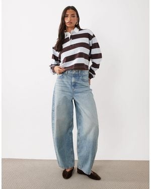 GOOD AMERICAN Cropped Rugby Polo - Blue