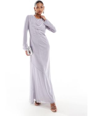 DASKA Metallic Cowl Neck Maxi Dress - Purple