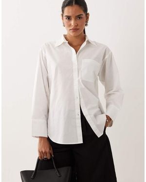 New Look Oversized Poplin Overhemd - Wit