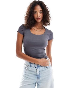 Cotton On Cotton On Byron Square Neck Short Sleeve Top - Blue
