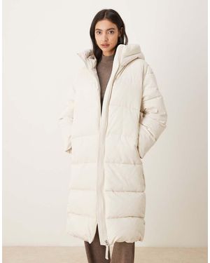 Mango Hooded Long Line Puffer Jacket - Natural