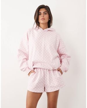 Kaiia Cotton Rich Embroidered Logo Detail Sweat Shorts - Pink