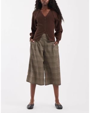 ASOS Pantalon culotte taille haute ajusté à carreaux écossais - Marron