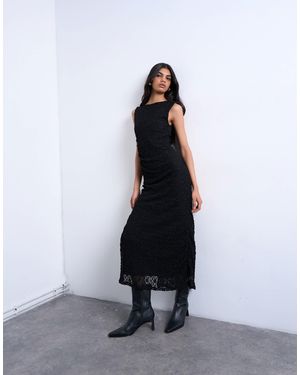 TOPSHOP Lace Sleeveless Maxi Dress With Side Split - Gray