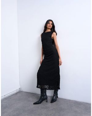 TOPSHOP Lace Sleeveless Maxi Dress With Side Split - Gray