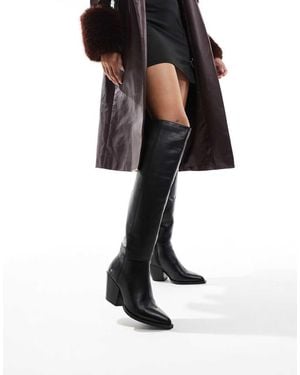OFF THE HOOK 'Scores' Leather Knee High Heeled Boots - White
