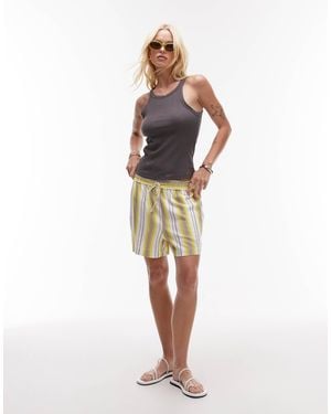 TOPSHOP High Rise Linen Beach Shorts - White