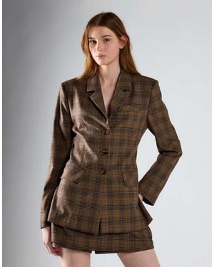 Glamorous Button Front Blazer - Brown