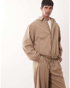 ASOS Smart Co-ords Pleated Blouson Jacket - Natural