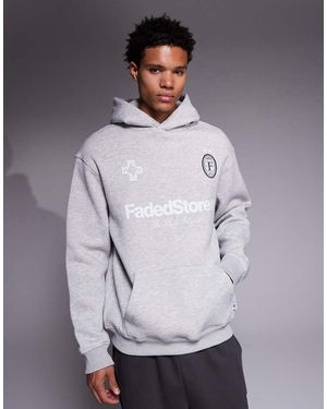Faded Store Football Hoodie - Grey