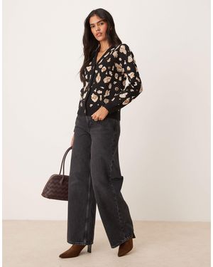 Never Fully Dressed – oversize-strickjacke aus jacquard - Natur