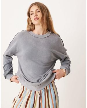 ASOS Exposed Seams Brushback Twist Back Sweatshirt - Gray