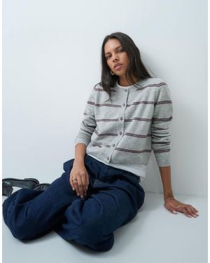 Jdy Strickjacke mit rundhalsausschnitt - Grau