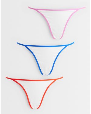ASOS – 3er-pack baumwoll-tangas mit farblich abgesetzter einfassung - Blau