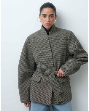 ASOS Getailleerde Blazer Met Hoge Hals, Ceintuur En Cocoonmouwen - Grijs