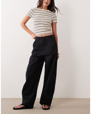 ARKET Barrel Shape Light Cotton Pants - Black