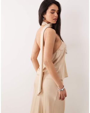 ONLY Scarf Detail One Shoulder Top - Natural