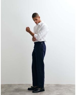 ASOS Tailored Linen Rich Straight Leg Trousers - Blue