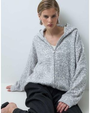 Hollister Oversized Zip Through Hoodie - Grey