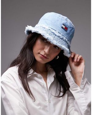 Tommy Hilfiger Gerafelde Denim Bucket Hat - Grijs