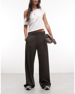Weekday Wide Leg Tailored Pants - Brown