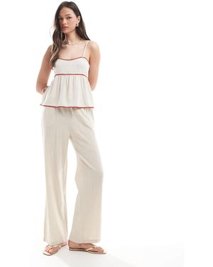 ONLY Wide Leg Linen Look Pants - White