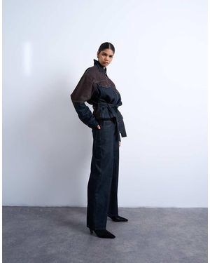 TOPSHOP Vaqueros Marrones Y Negros De Corte Suelto Y Talle Alto De - Azul