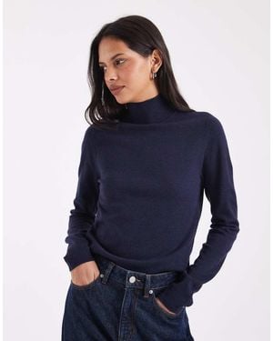 ASOS Long Sleeve Fine Gauge Roll Neck Jumper - Blue