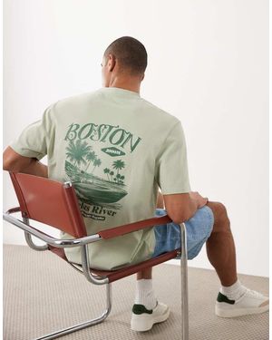 Threadbare T-Shirt A Maniche Corte Salvia Con Stampa Sul Retro - Verde