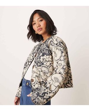 ASOS Asos Design Petite Crop Collarless Quilted Jacket - Grey
