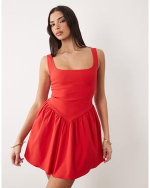 Vesper – mini-skater-kleid aus bengaline - Rot