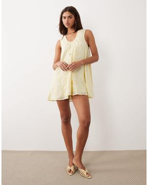 BRONZE SNAKE Samira Scoop Neck Broderie Smock Dress - Natural