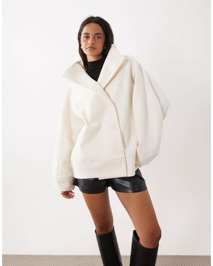 Gina Tricot Funnel Neck Coat - White