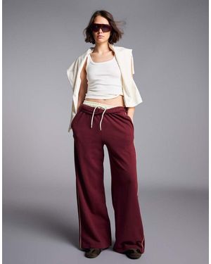 Bershka Plush jogger Trousers - Red