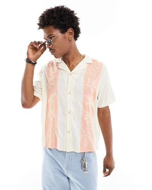 Native Youth Camicia Squadrata Multicolore Con Pannelli Ricamati - Bianco